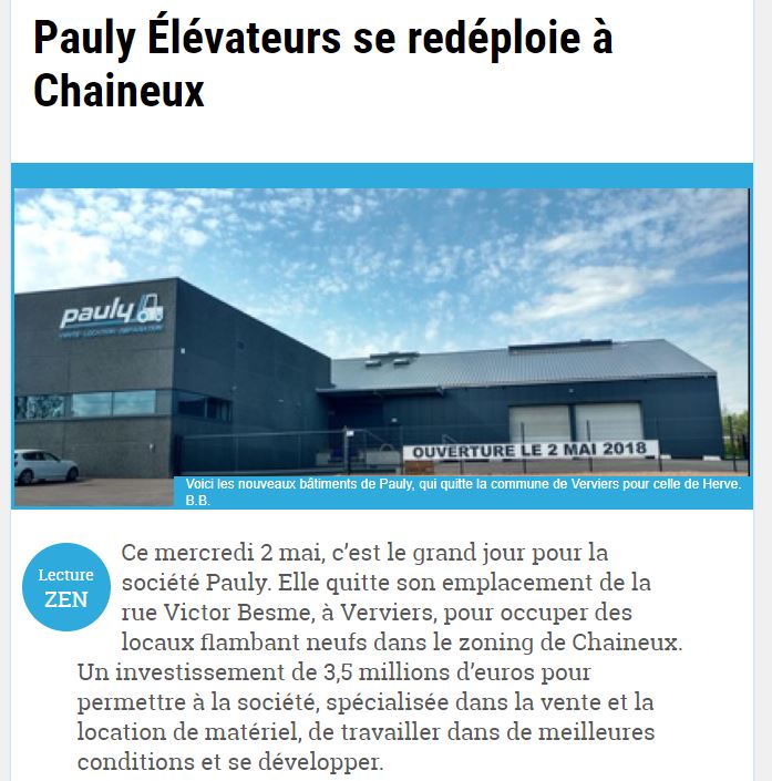 La société Pauly investit ses nouveaux locaux construits par T.PALM